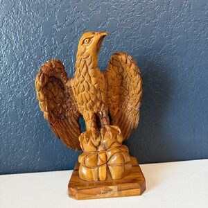 10.5" Hand Carved Olive Wood Eagle Sculpture Olivart Holy Land Large Figurine